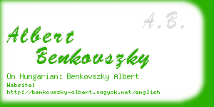 albert benkovszky business card